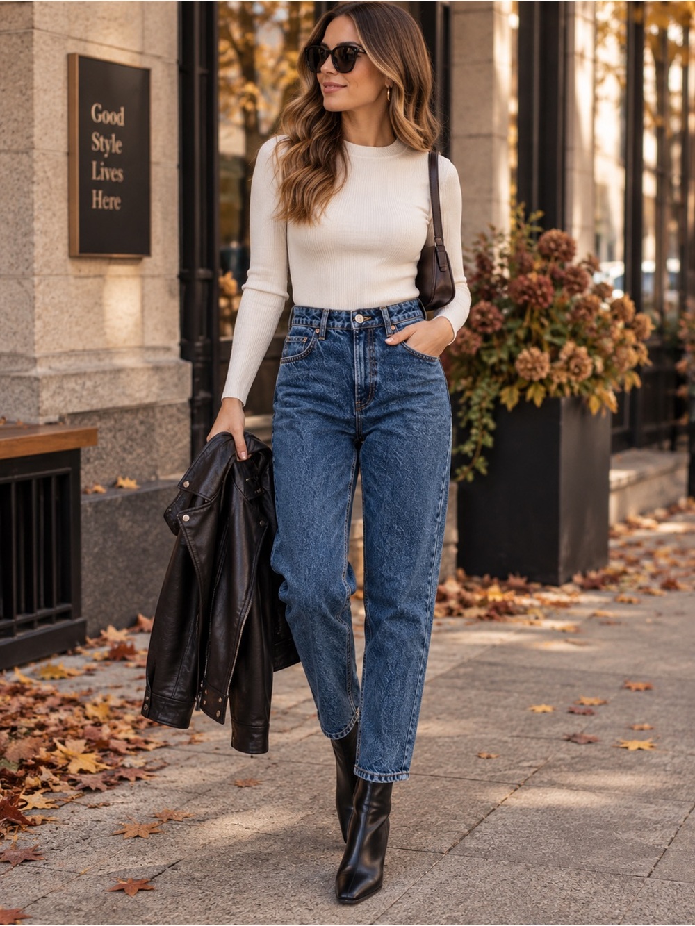 Zara Z1975 High Rise Straight Mom Jeans Size 6 Rigid Denim Dark Wash